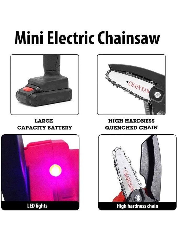 DubaiGallery Mini Cordless Chainsaw 48V, Rechargeable Electric Pruning Saw with Strong Motor, Sharp Chain, Safety Design and Carry Case for Easy Wood Cutting - Image 3